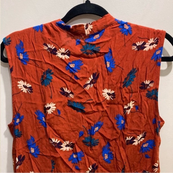 Free People Sleeveless Kimono Duster Wrap Dress Size Medium Burnt Orange Floral - Picture 5 of 9